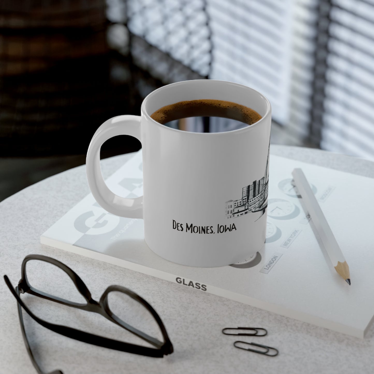 DES MOINES, IA - White Ceramic Mug - 20oz