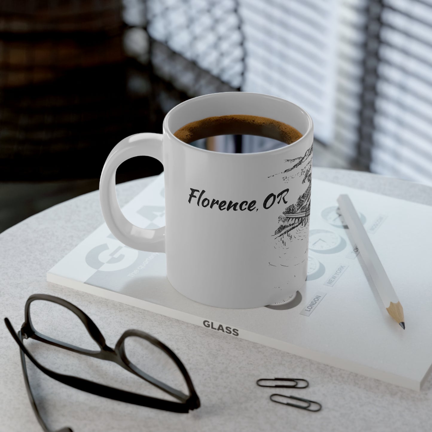 FLORENCE, OR - Bridge View - White Ceramic Mug - 20oz