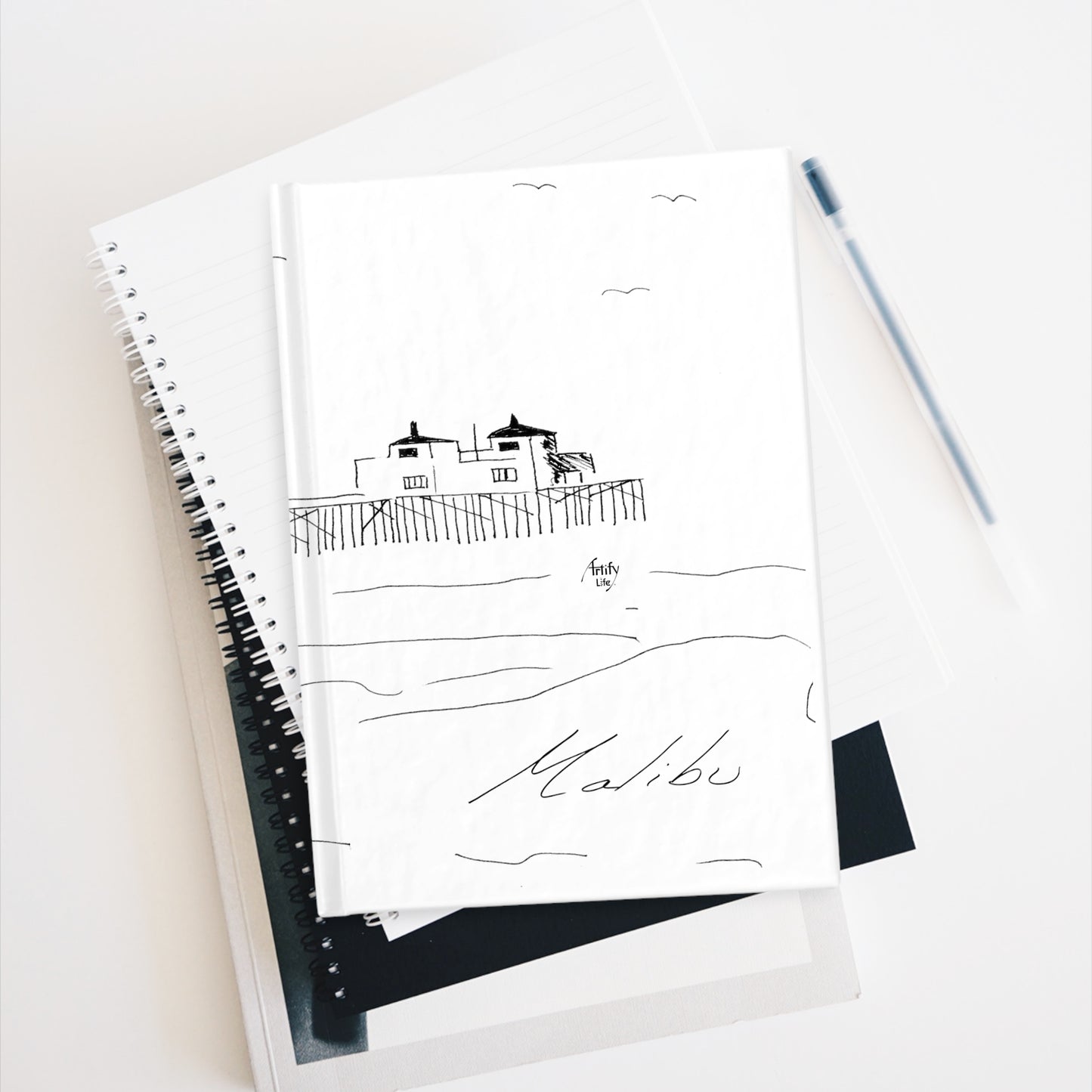 MALIBU PIER - Beach Journal Featuring Original Illustration by Artify Life