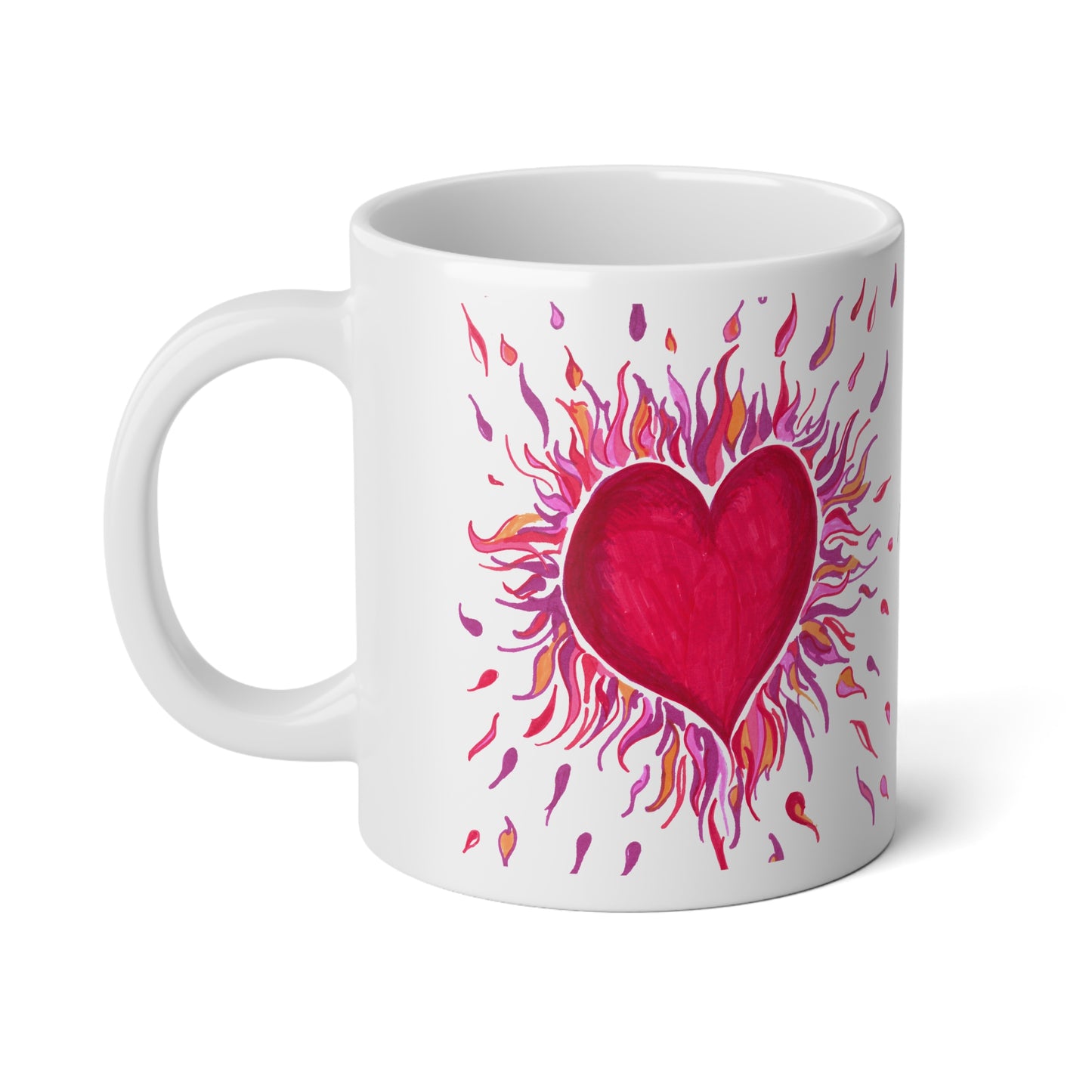 HEARTS on FIRE - White Ceramic Mug - 20oz