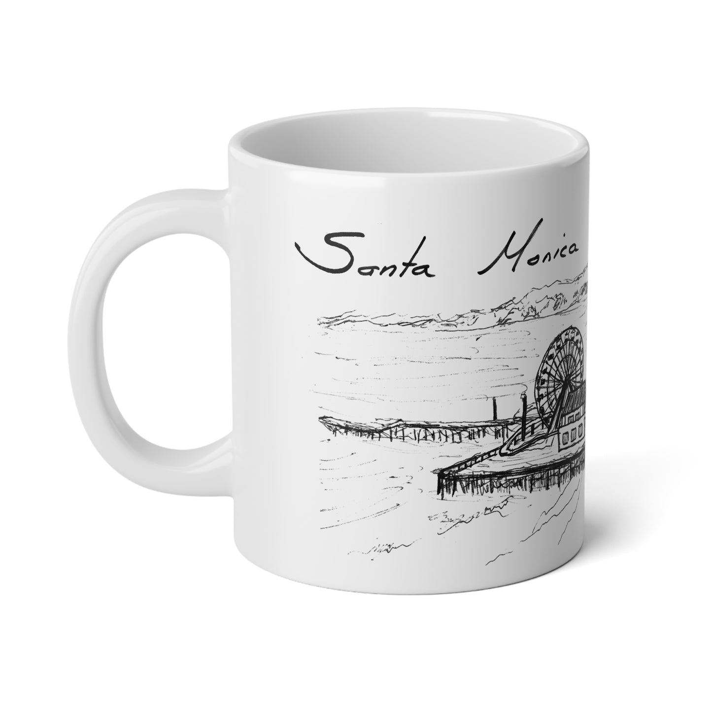 SANTA MONICA - Pier - White Ceramic Mug - 20oz