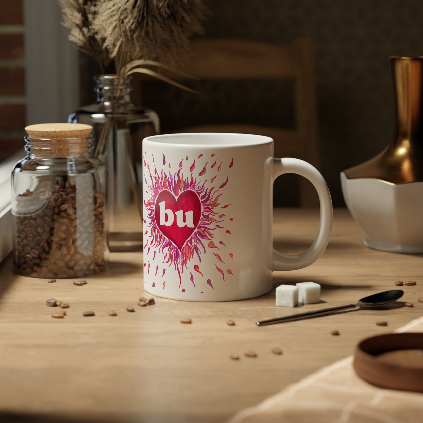 HEARTS on FIRE - Malibu "BU" - White Ceramic Mug - 20oz