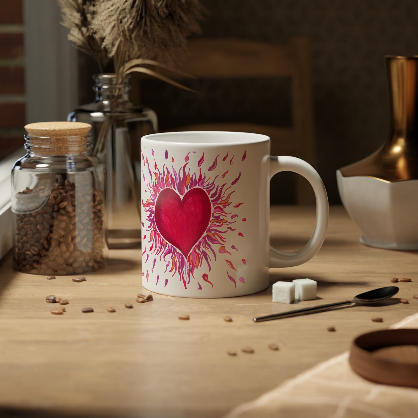 HEARTS on FIRE - White Ceramic Mug - 20oz