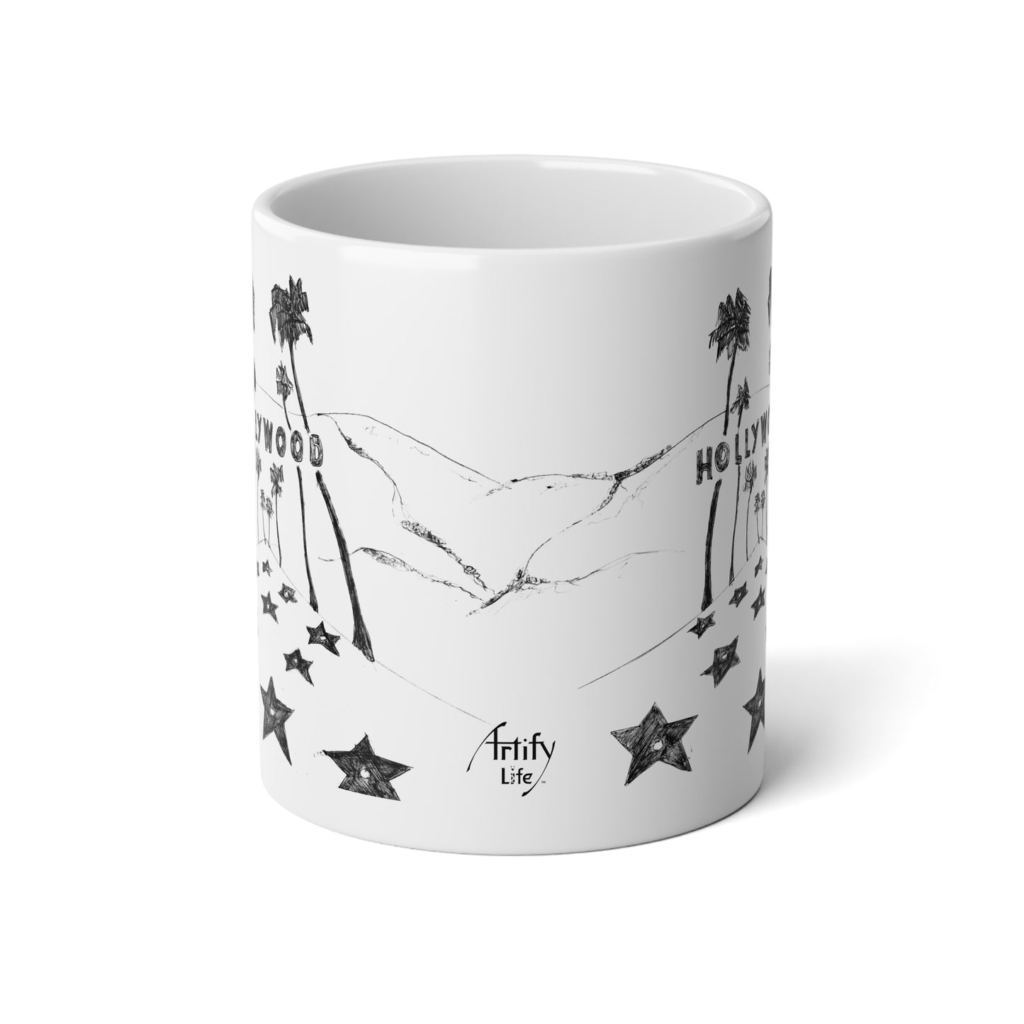 HOLLYWOOD - White Ceramic Mug - 20oz