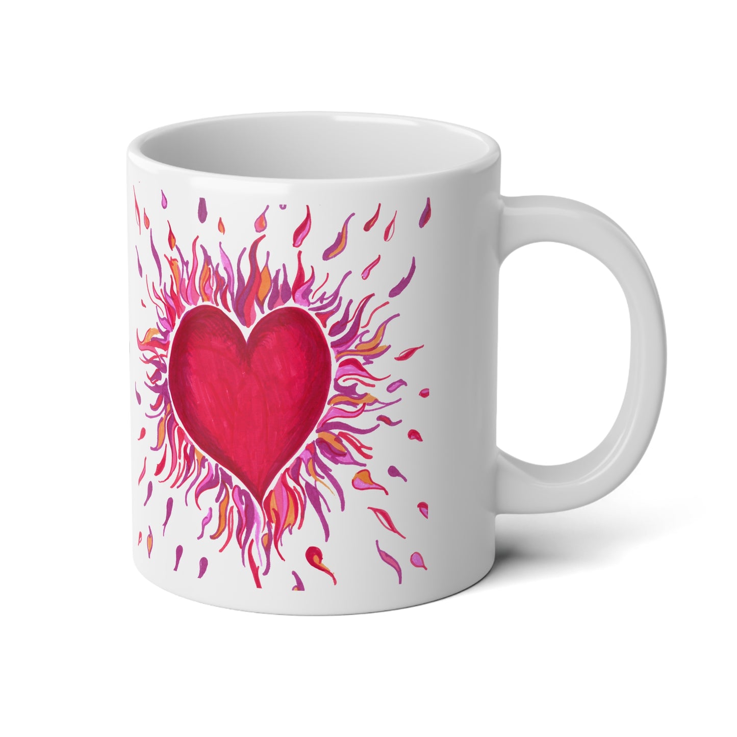 HEARTS on FIRE - White Ceramic Mug - 20oz