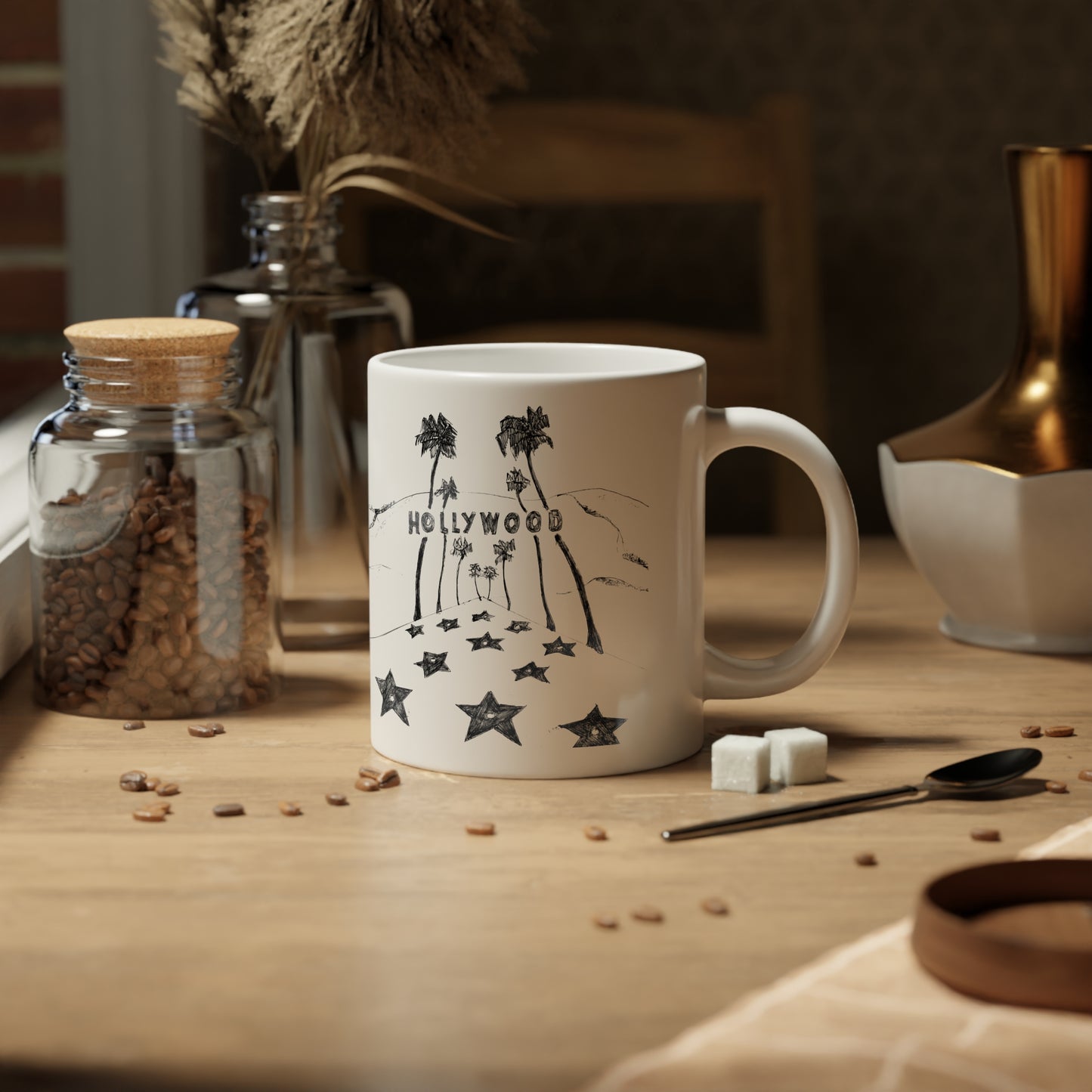 HOLLYWOOD - White Ceramic Mug - 20oz