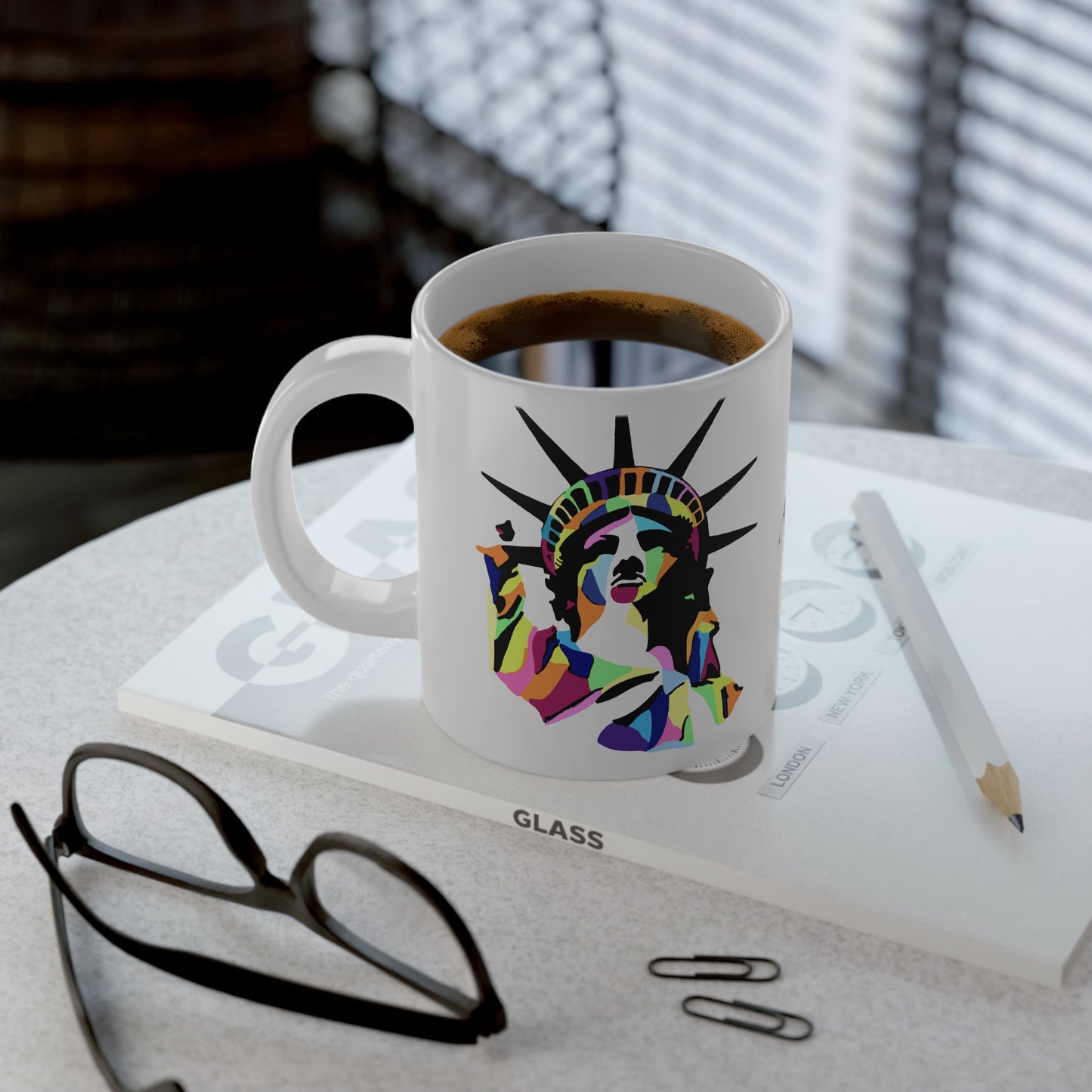 LIBERTY - White Ceramic Mug - 20oz