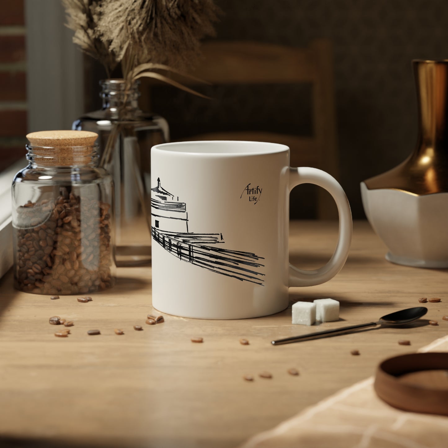 MALIBU PIER - Towers - White Ceramic Mug - 20oz