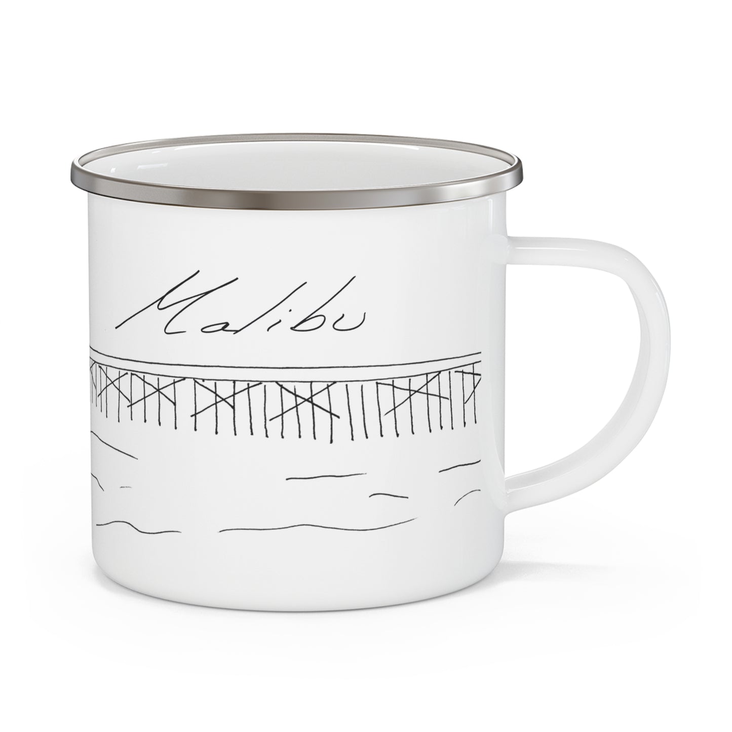 MALIBU PIER BEACH Enamel Mug