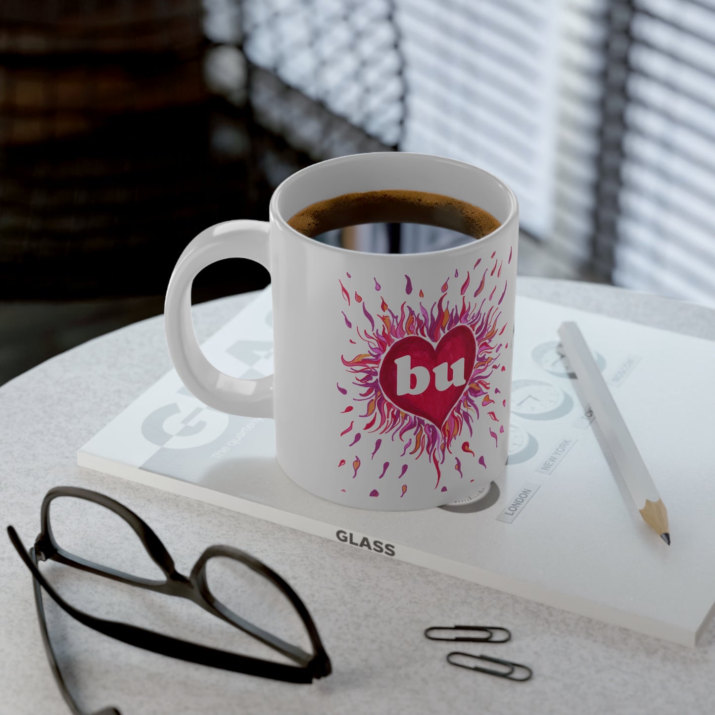 HEARTS on FIRE - Malibu "BU" - White Ceramic Mug - 20oz