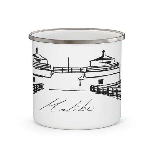 MALIBU PIER TOWERS Enamel Mug