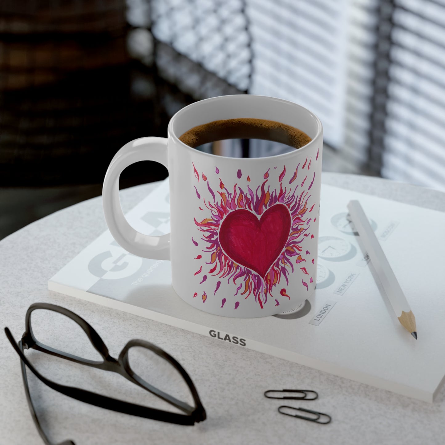 HEARTS on FIRE - White Ceramic Mug - 20oz