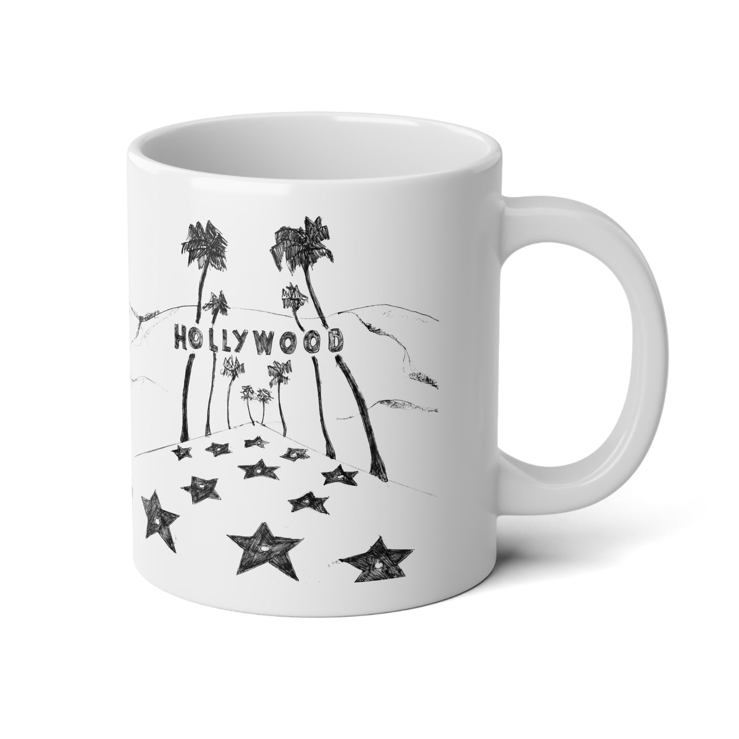 HOLLYWOOD - White Ceramic Mug - 20oz