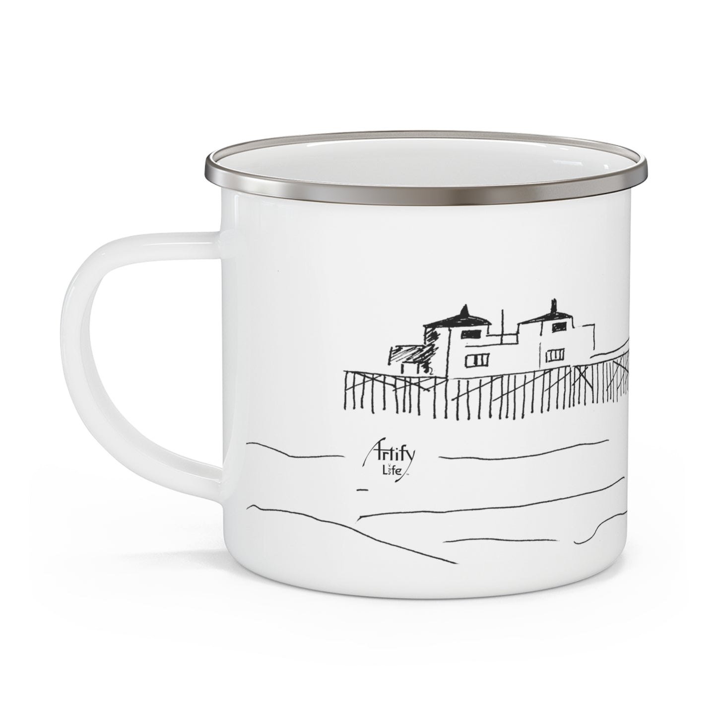 MALIBU PIER BEACH Enamel Mug