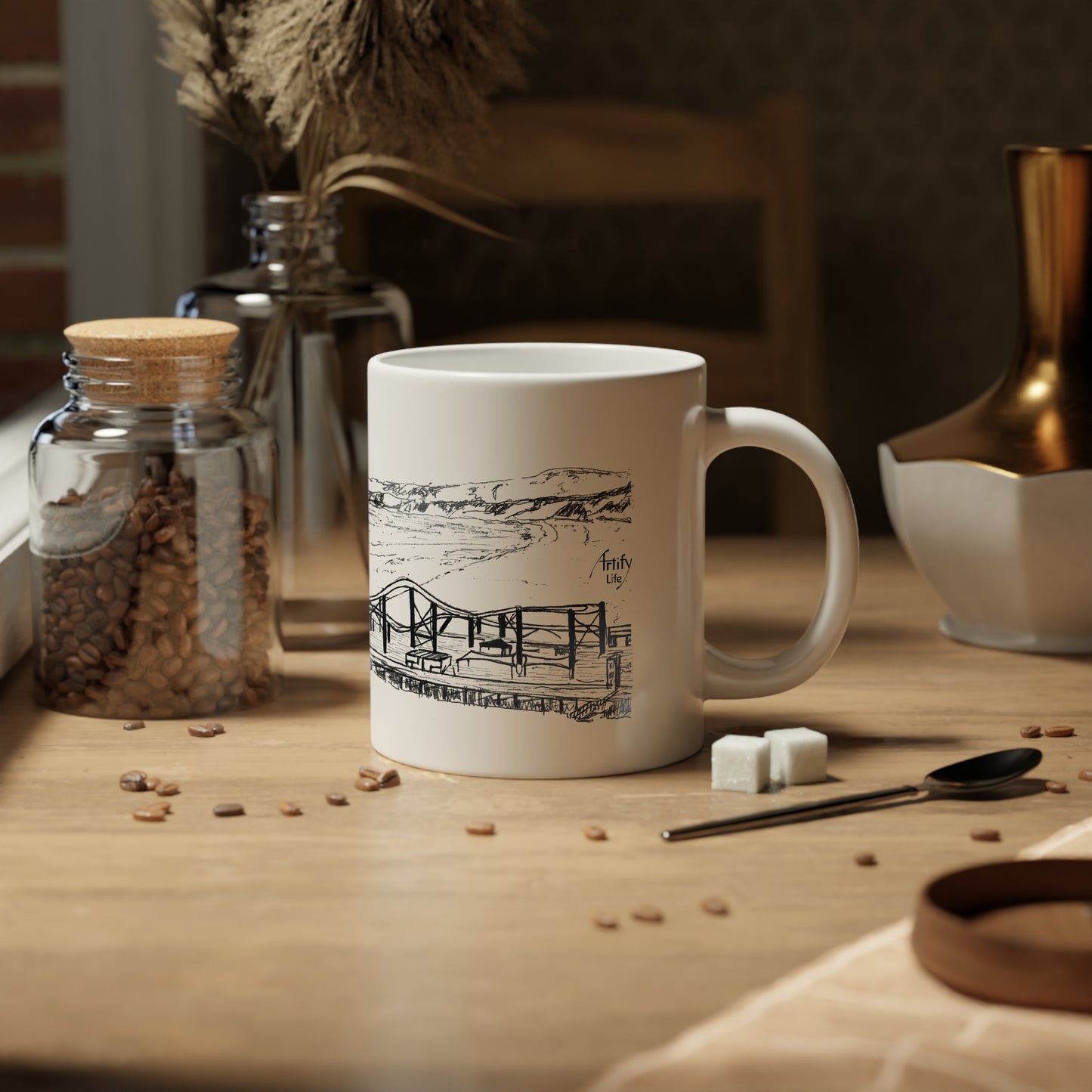 SANTA MONICA - Pier - White Ceramic Mug - 20oz