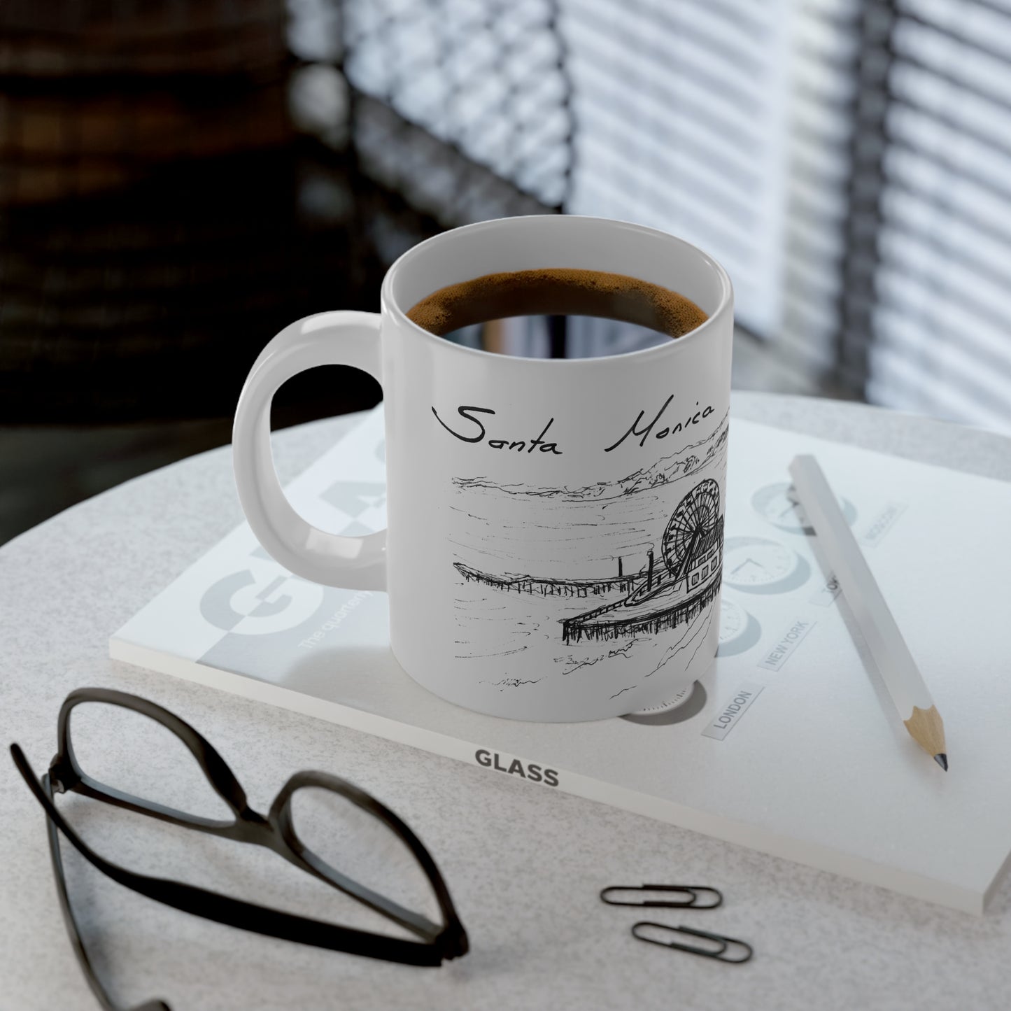 SANTA MONICA - Pier - White Ceramic Mug - 20oz