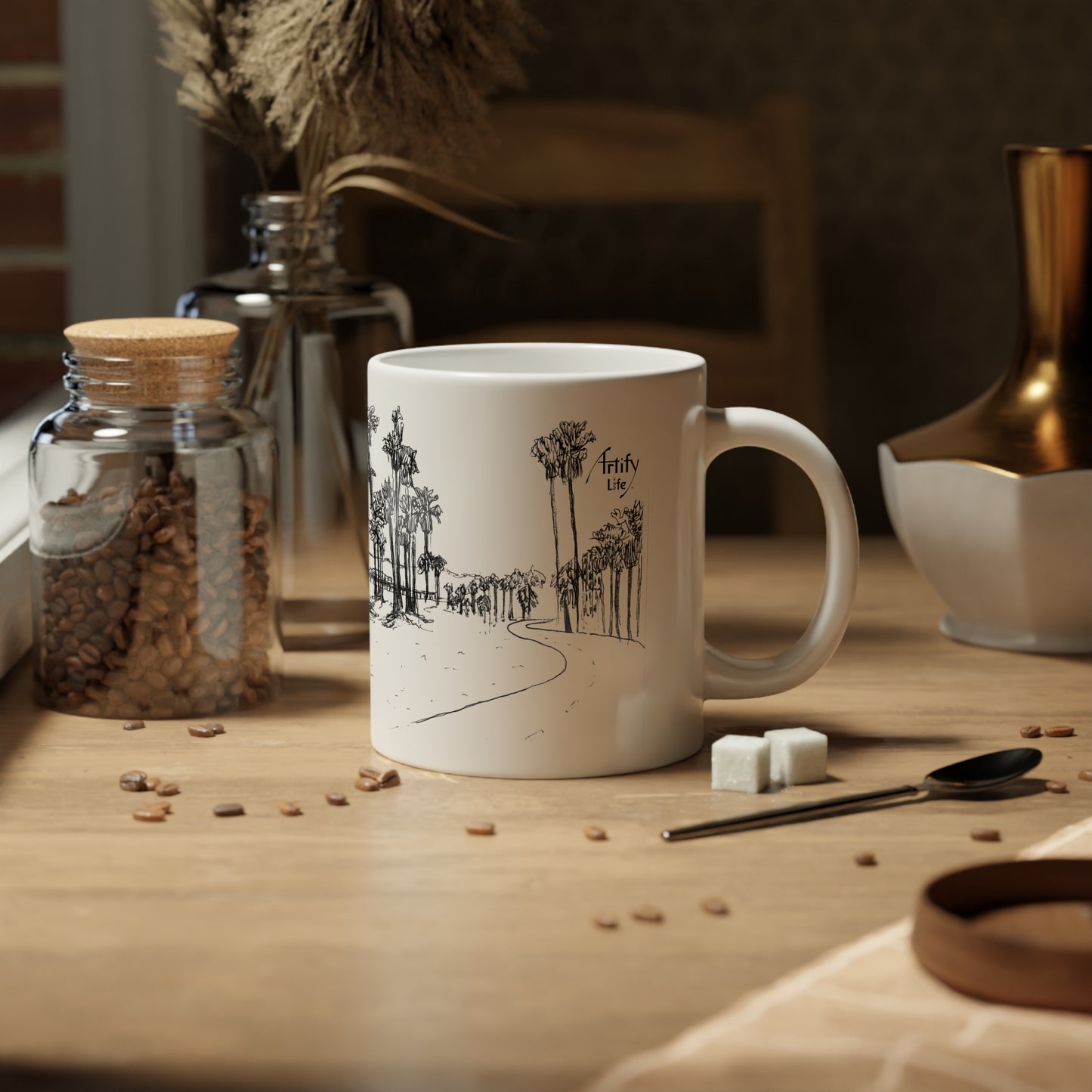 MALIBU PIER - Towers - White Ceramic Mug - 20oz