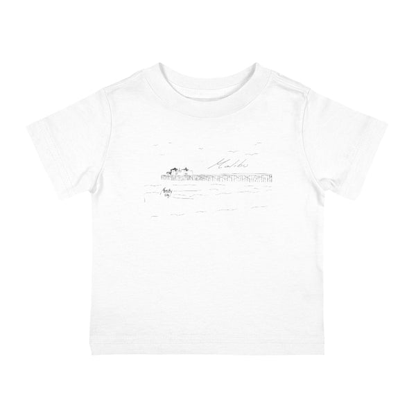 MALIBU PIER Jersey Tee in White with Original BEACH Illustration by Artify Life - 6M to 24M