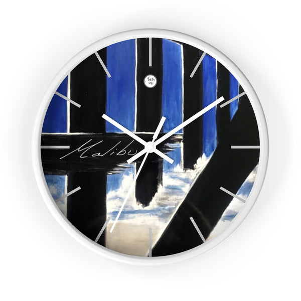 MALIBU PIER 10" Wall clock with Original Painting by Artify Life
