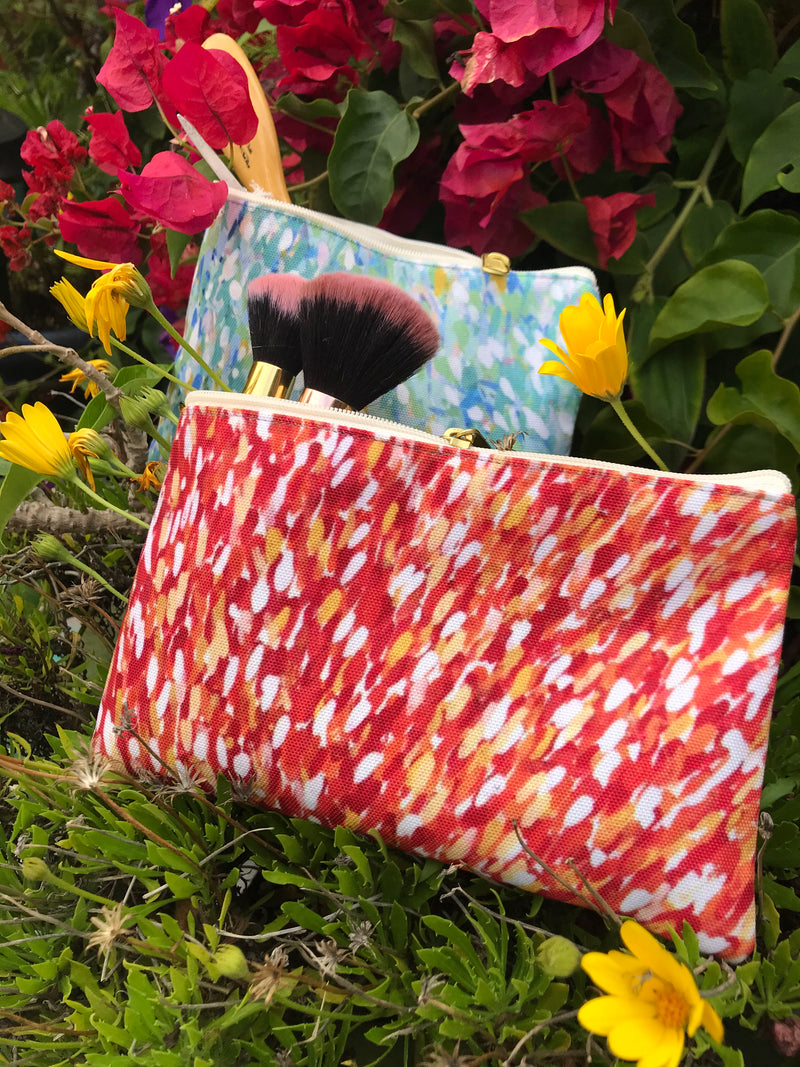 CORAL BLOOM Painted Pouch